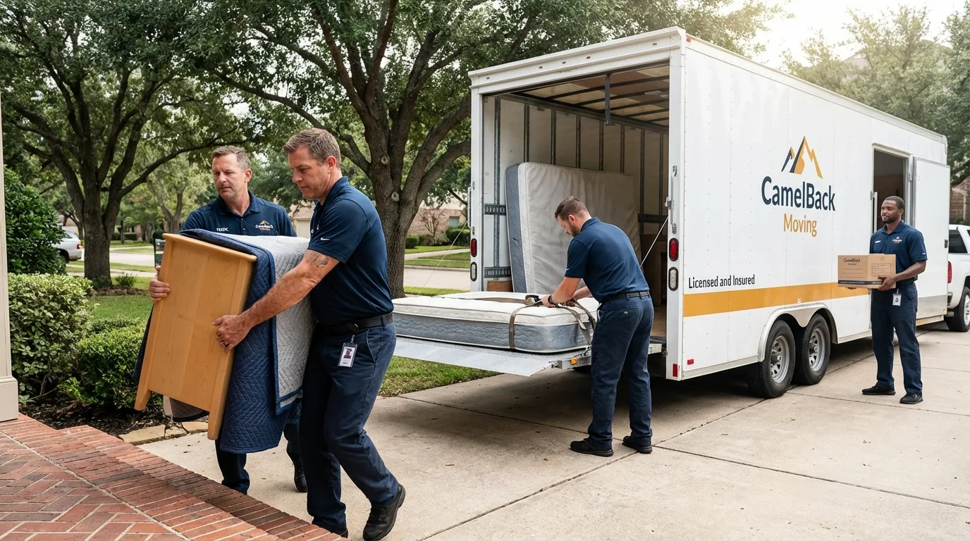 Crew loading residential truck for cross-state move from Coldwater, MS