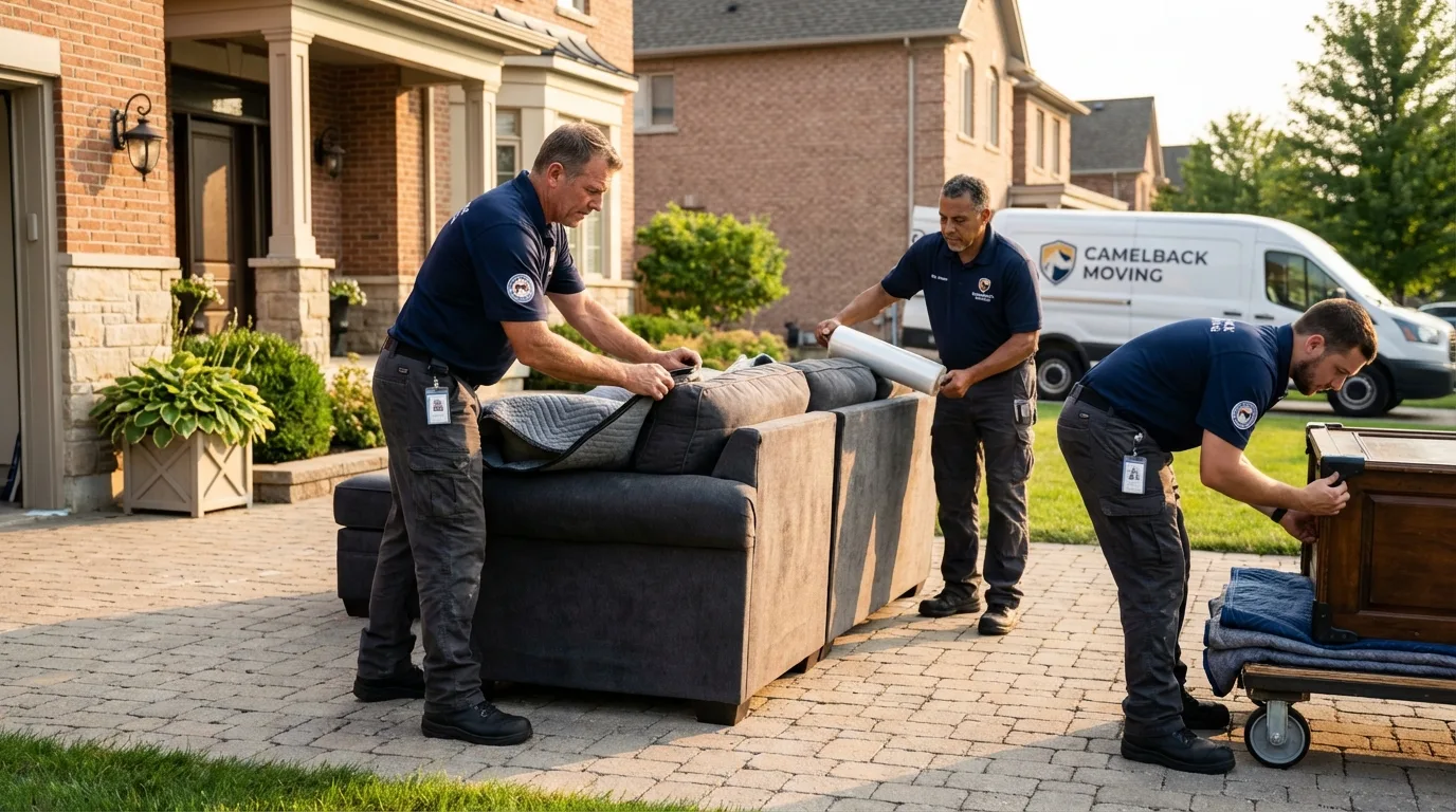 Large estate moving crew wrapping furniture in Coldwater, MS