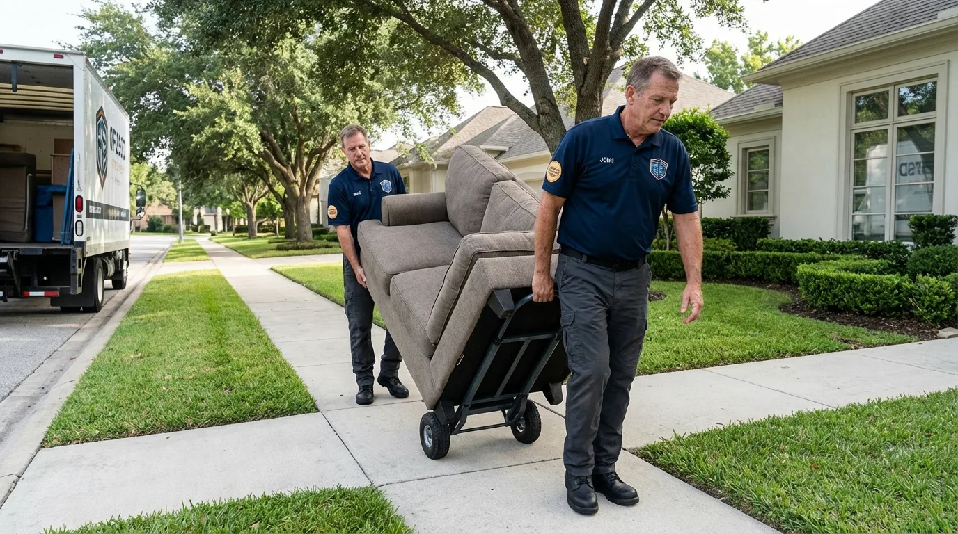 Local residential moving crew loading furniture in Coldwater, MS